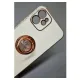Husa SILKASE pentru iPhone 12, protectie camera, silicon alb/auriu (iPhone 12 Pro, H1105) by www.silkase.ro