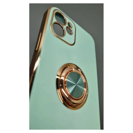 Husa SILKASE pentru iPhone 12, protectie camera, silicon menta/auriu (iPhone 12 Pro, H1106) by www.silkase.ro