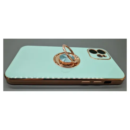 Husa SILKASE pentru iPhone 12, protectie camera, silicon menta/auriu (iPhone 12 Pro, H1106) by www.silkase.ro
