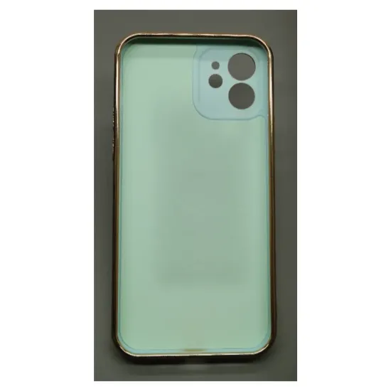 Husa SILKASE pentru iPhone 12, protectie camera, silicon menta/auriu (iPhone 12 Pro, H1106) by www.silkase.ro