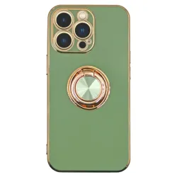 Husa SILKASE pentru Apple iPhone 13 Pro, Camera protection, silicon, culoare menta/gold