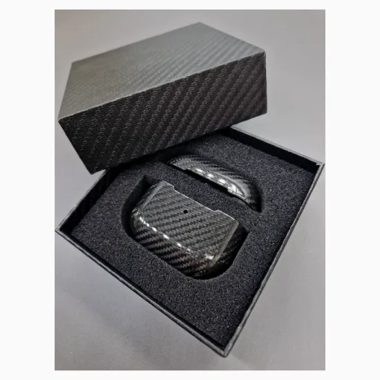 Husa fibra de carbon SILKASE pentru Apple Airpods Gem.3, aramid kevlar, negru lucios (3, H1206) by www.silkase.ro