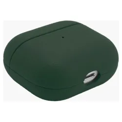 Husa piele SILKASE pentru Apple Airpods Gen.3, interior microfibra, decupaj indicator LED, verde army