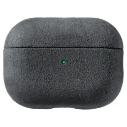 Husa alcantara SILKASE pentru Apple Airpods Pro/Pro 2, material soft, culoare negru