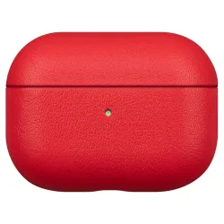 Husa piele SILKASE pentru Apple Airpods Gen.3, interior microfibra, decupaj indicator LED, rosu