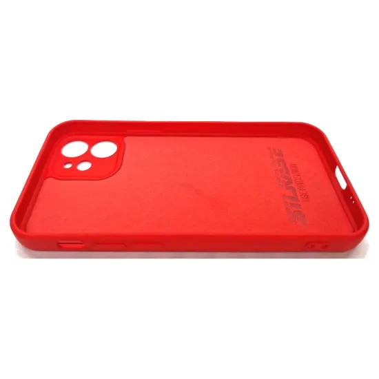 Husa SILKASE pentru Apple iPhone 12 Mini, Camera Protection, liquid silicon, culoare rosu (, H1298) by www.silkase.ro
