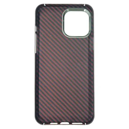 Husa fibra de carbon SILKASE pentru Apple iPhone 13 Pro, aramid kevlar, metal camera, culoare rosu (iPhone 13 Pro, H1390) by www.silkase.ro