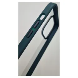 Husa SILKASE pentru Apple iPhone 13 Pro, plastic/cauciuc, transparent/verde army