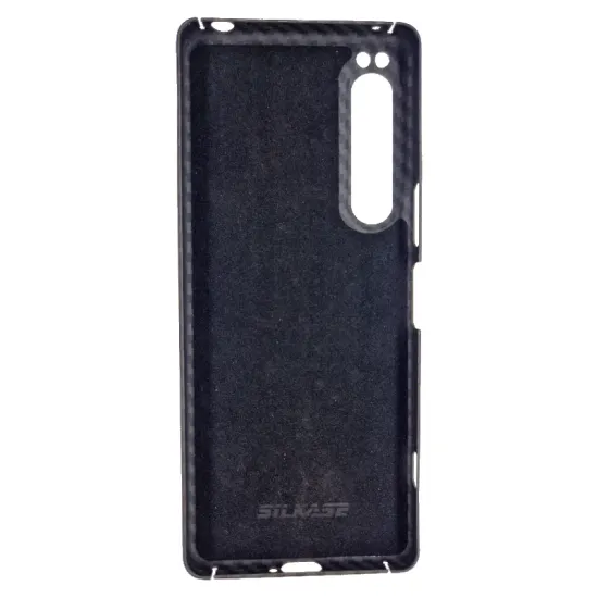 Husa fibra carbon SILKASE pentru Sony Xperia 5 III, aramid kevlar, negru (Xperia 5 III, H0965) by www.silkase.ro