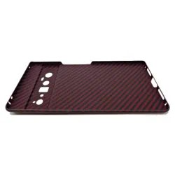 Husa fibra de carbon SILKASE pentru Google Pixel 6 Pro, protectie camera, aramid kevlar, rosu