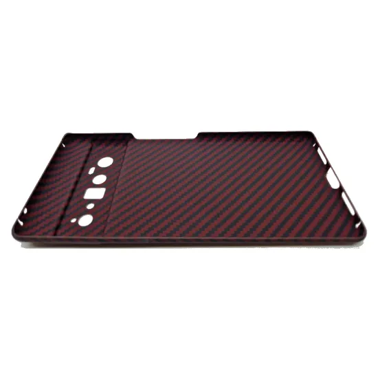 Husa fibra de carbon SILKASE pentru Google Pixel 6 Pro, protectie camera, aramid kevlar, rosu (Telefoane Google, H1507) by www.silkase.ro