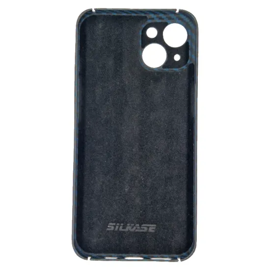 Husa fibra carbon SILKASE pentru Apple iPhone 14, aramid kevlar,protectie camera, albastru (iPhone 14, H1585) by www.silkase.ro