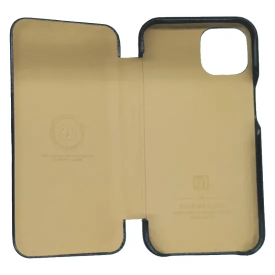 Husa flip iCarer, pentru Apple iPhone 13, din piele, tip carte cu clapeta curbata, negru (iPhone 13, H2223) by www.silkase.ro