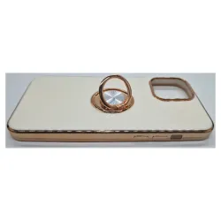 Husa SILKASE pentru iPhone 13 Pro Max, silicon alb/gold