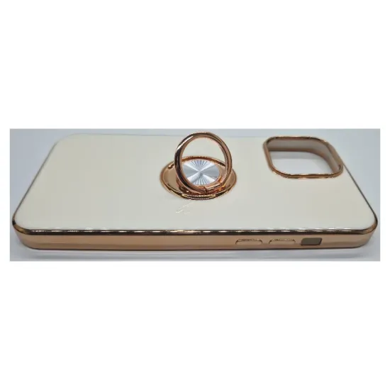 Husa SILKASE pentru iPhone 13 Pro Max, silicon alb/gold (iPhone 13 Pro Max, H2239) by www.silkase.ro