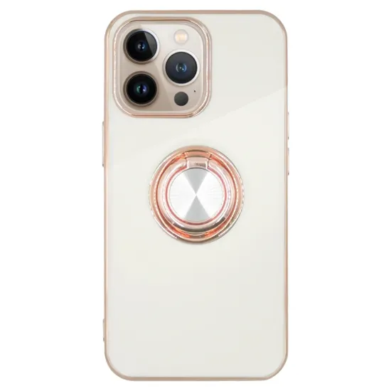 Husa SILKASE pentru iPhone 13 Pro Max, silicon alb/gold (iPhone 13 Pro Max, H2239) by www.silkase.ro