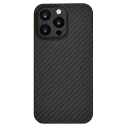 Husa fibra carbon SILKASE pentru Apple iPhone 15 Pro Max, aramid kevlar,protectie camera, negru
