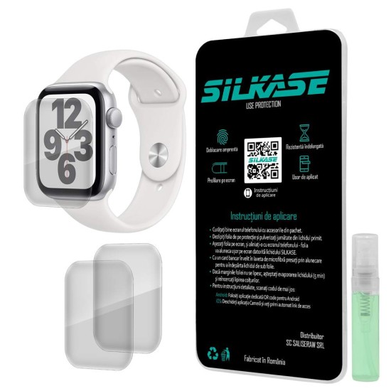 SILKASE Set 3 Folii Silicon Regenerabil Full-display Apple Watch 46mm/45mm/44mm (Seria SE/5/6), Lucios (Folie Silicon Smartwatch, W0003) by www.silkase.ro
