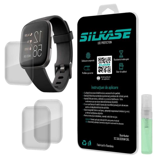 SILKASE Set 3 Folii Silicon Regenerabil Full-display Fitbit Versa 2 (36mm), Lucios (Folie Silicon Smartwatch, W0023) by www.silkase.ro
