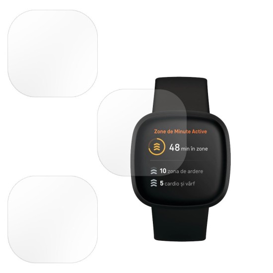 SILKASE Set 3 Folii Silicon Regenerabil Full-display Fitbit Versa 3 (40mm), Mat (Folie silicon smartwatch mate, W0380) by www.silkase.ro