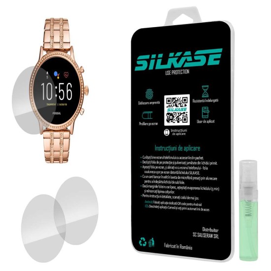 Set 3 folii SILKASE Fossil Julianna HR (44mm), silicon, regenerabil, Full-display (SILKASE, Folie Silicon Smartwatch) by www.silkase.ro SILKASE Set 3 Folii Silicon Regenerabil Full-display Fossil Julianna HR (44mm), Lucios (Folie Silicon Smartwatch, W0047) by www.silkase.ro
