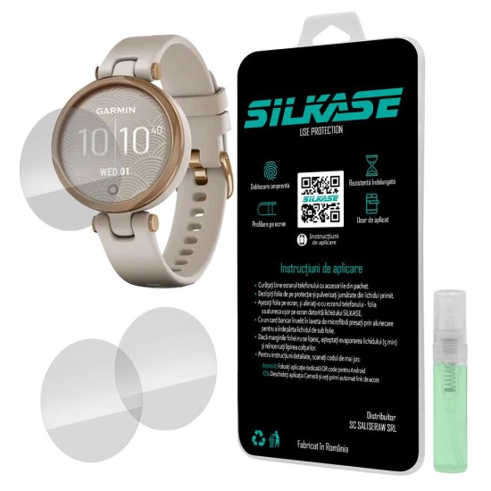 Set 3 folii SILKASE Garmin Lily (34mm), silicon, regenerabil, Full-display (SILKASE, Folie Silicon Smartwatch) by www.silkase.ro SILKASE Set 3 Folii Silicon Regenerabil Full-display Garmin Lily (34mm), Lucios (Folie Silicon Smartwatch, W0026) by www.silkase.ro
