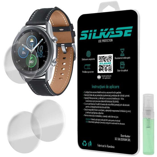 Set 3 folii SILKASE Samsung Watch 3 45mm, silicon, regenerabil, Full-display (SILKASE, Folie Silicon Smartwatch) by www.silkase.ro SILKASE Set 3 Folii Silicon Regenerabil Full-display Samsung Watch 3 (45mm), Lucios (Folie Silicon Smartwatch, W0007) by www.silkase.ro