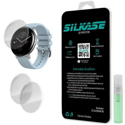 SILKASE Set 3 Folii Silicon Regenerabil Full-display Xiaomi Amazfit ZEPP E Rotund (42mm), Lucios