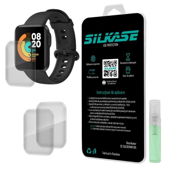 SILKASE Set 3 Folii Silicon Regenerabil Full-display Xiaomi Mi Watch Lite (41x35mm), Lucios (Folie Silicon Smartwatch, W0016) by www.silkase.ro