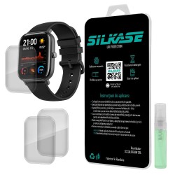 SILKASE Set 3 Folii Silicon Regenerabil Full-display Xiaomi Amazfit GTS (43x36mm), Lucios