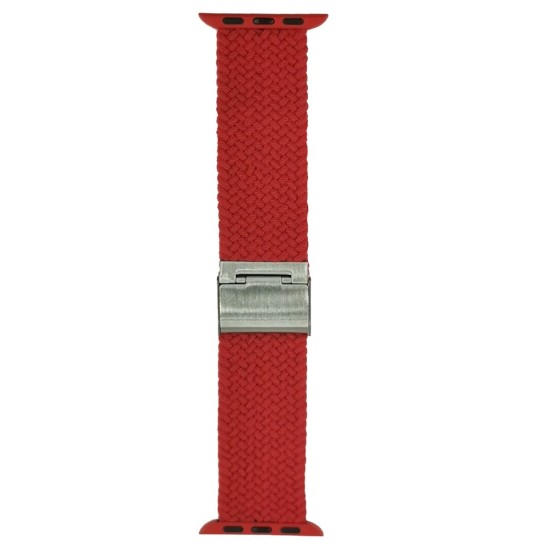 SILKASE Curea Împletită (Braided) Apple Watch 42mm/41mm/40mm/38mm (Seria 11-1 / SE), Roșu (Curele Ceas, W0059) by www.silkase.ro