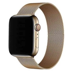 SILKASE Curea Milanese Metallic Apple Watch 42mm/41mm/40mm/38mm (Seria 11-1 / SE), Vintage Gold