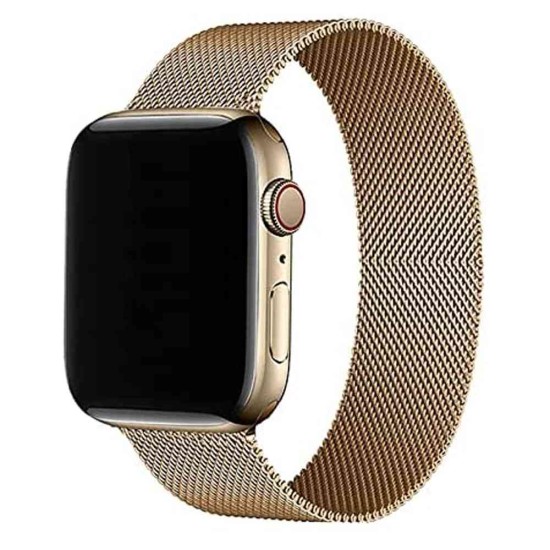 Curea Apple iWatch, SILKASE Milanese Metallic, 38/40mm, vintage gold (SILKASE, Curele Ceas) by www.silkase.ro SILKASE Curea Milanese Metallic Apple Watch 42mm/41mm/40mm/38mm (Seria 11-1 / SE), Vintage Gold (Curele Ceas, W0085) by www.silkase.ro