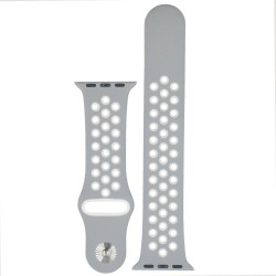 SILKASE Curea Sport Silicon Lichid (Liquid) Apple Watch 42mm/41mm/40mm/38mm (Seria 11-1 / SE), Gri/Alb