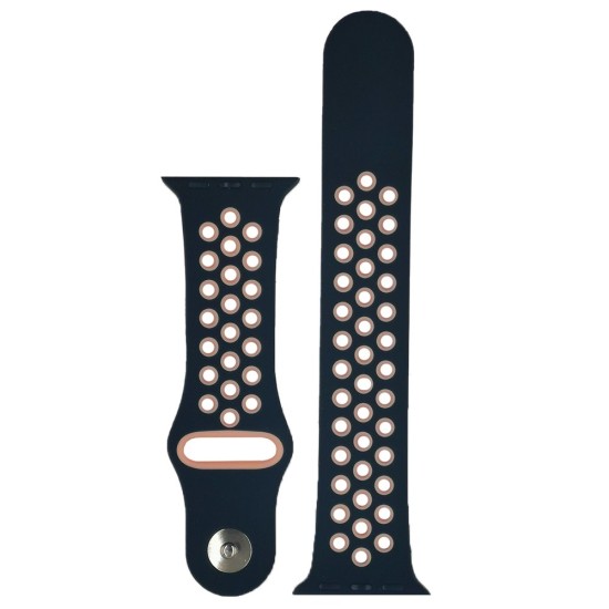 SILKASE Curea Sport Silicon Lichid (Liquid) Apple Watch 42mm/41mm/40mm/38mm (Seria 11-1 / SE), Negru/Roz (Curele Ceas, W0071) by www.silkase.ro