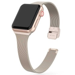 SILKASE Curea Milanese Metallic Apple Watch 42mm/41mm/40mm/38mm (Seria 11-1 / SE), Champagne Gold