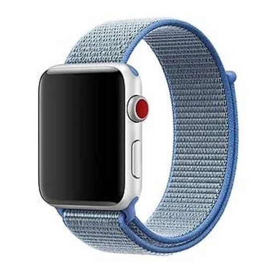 Curea Apple iWatch, SILKASE Sport Fabric, 42/44mm, albastru deschis/gri (SILKASE, Curele Ceas) by www.silkase.ro SILKASE Curea Textilă Sport Apple Watch 49mm/46mm/45mm/44mm/42mm (Ultra 3-1 / Seria 11-1 / SE), Albastru Deschis/Gri (Curele Ceas, W0097) by www.silkase.ro