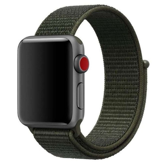 Curea Apple iWatch, SILKASE Sport Fabric, 42/44mm, army green (SILKASE, Curele Ceas) by www.silkase.ro SILKASE Curea Textilă Sport Apple Watch 49mm/46mm/45mm/44mm/42mm (Ultra 3-1 / Seria 11-1 / SE), Army Green (Curele Ceas, W0116) by www.silkase.ro