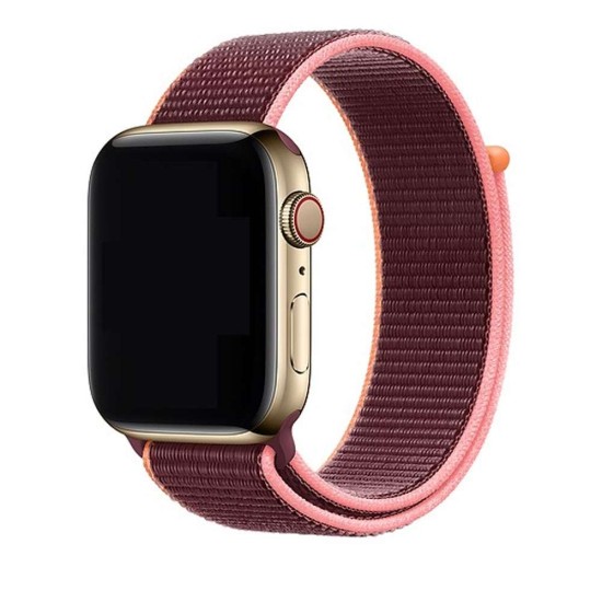 Curea Apple iWatch, SILKASE Sport Fabric, 42/44mm, visiniu (SILKASE, Curele Ceas) by www.silkase.ro SILKASE Curea Textilă Sport Apple Watch 49mm/46mm/45mm/44mm/42mm (Ultra 3-1 / Seria 11-1 / SE), Vișiniu (Curele Ceas, W0110) by www.silkase.ro