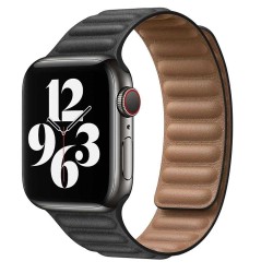 SILKASE Curea Magnetic Link (Piele Ecologică) Apple Watch 49mm/46mm/45mm/44mm/42mm (Ultra 3-1 / Seria 11-1 / SE), Negru/Maro