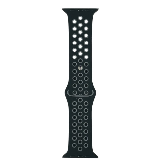 SILKASE Curea Sport Silicon Lichid (Liquid) Apple Watch 49mm/46mm/45mm/44mm/42mm (Ultra 3-1 / Seria 11-1 / SE), Gri/Negru (Curele Ceas, W0075) by www.silkase.ro