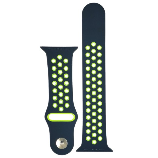 Curea Apple iWatch, SILKASE Sport Liquid silicone, 42/44mm, negru/verde (SILKASE, Curele Ceas) by www.silkase.ro SILKASE Curea Sport Silicon Lichid (Liquid) Apple Watch 49mm/46mm/45mm/44mm/42mm (Ultra 3-1 / Seria 11-1 / SE), Negru/Verde (Curele Ceas, W0073) by www.silkase.ro