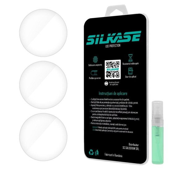Set 3 folii SILKASE pentru Huawei Watch 4 46mm, silicon, regenerabil, Full-display (SILKASE, Folie Silicon Smartwatch) by www.silkase.ro SILKASE Set 3 Folii Silicon Regenerabil Full-display Huawei Watch 4 (46mm - 1.5 inch), Lucios (Folie Silicon Smartwatch, W1204) by www.silkase.ro