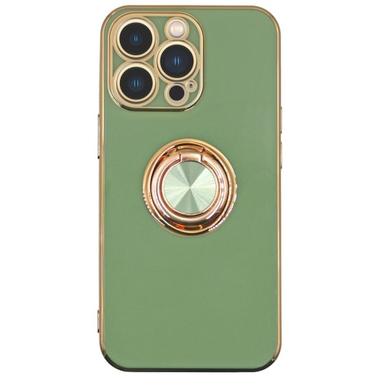 Husa SILKASE pentru iPhone 13 Pro Max, Camera protection,  silicon verde/auriu (iPhone 13 Pro Max, H1147) by www.silkase.ro